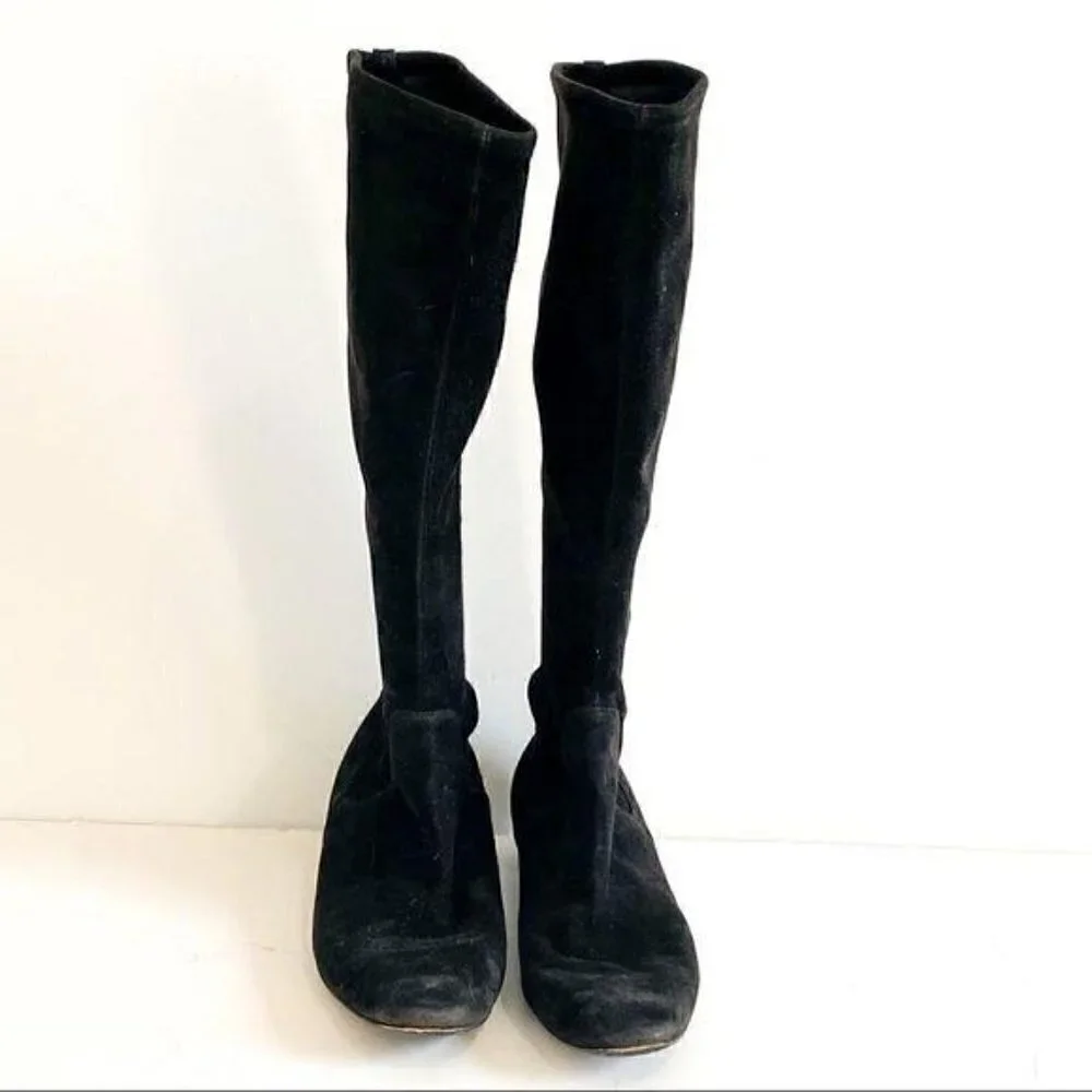 Sergio Rossi Black Stretch Suede Boots, Size EU39 - Picture 3 of 13